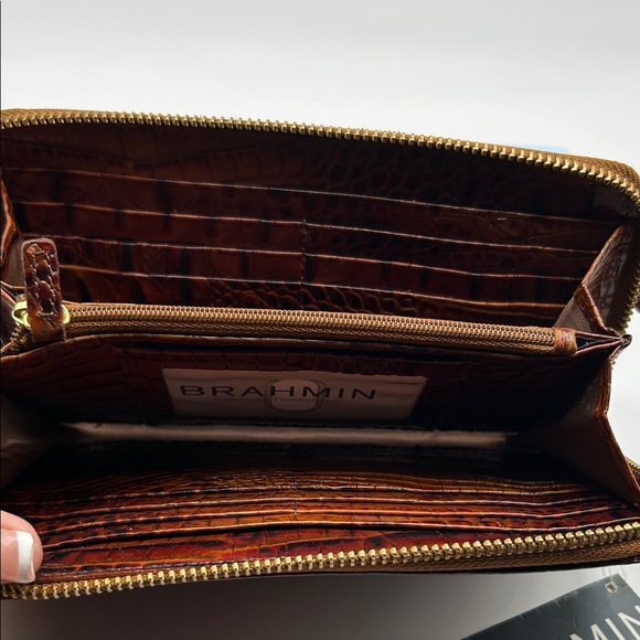 Brahmin Chestnut Crocodile Embossed Zip Wallet - Picture 5 of 5